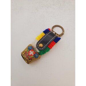 True Vintage Firmann and Bulle Swiss cow bell. Floral multicolored embroidery